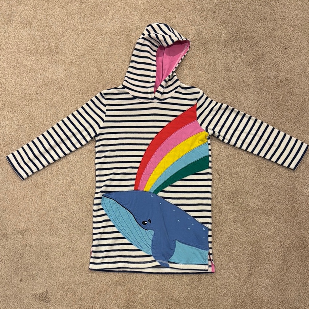 Boden kid Swim cover up with Whale and Rainbow - 8/9